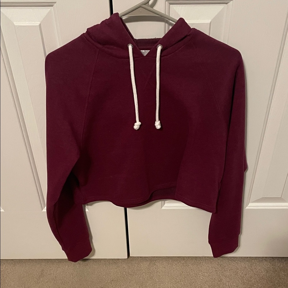 H&M Divided Women's Burgundy Cropped Hoodie Small (Like New)